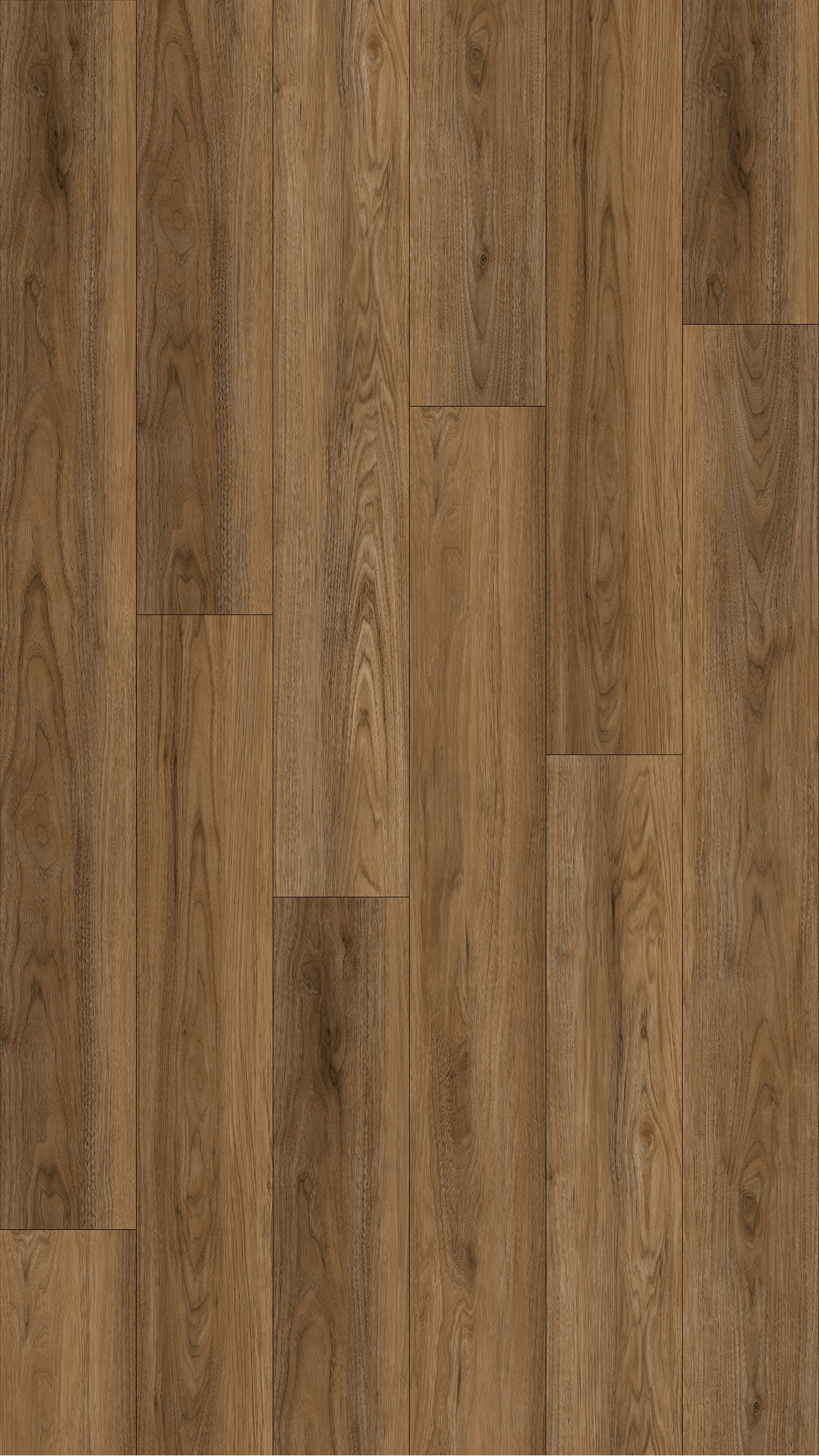 Close-up of Walnut Brown Vinyl Plank Flooring with a warm brown color.