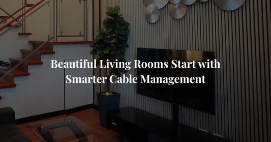 how to hide TV cables behind slat wood wall panels