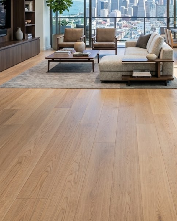 White Maple SPC flooring installed in a bright modern interior
