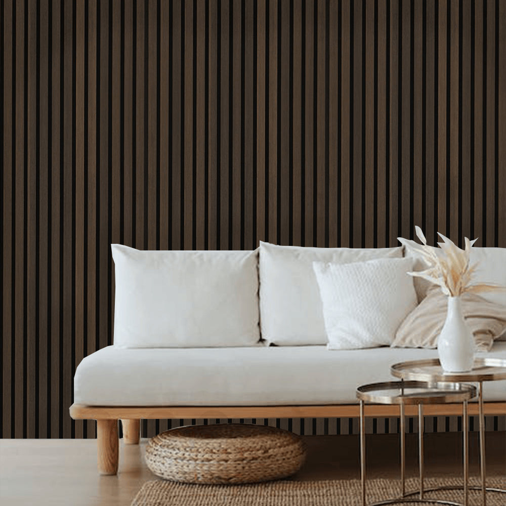 acoustic slat panel brown oak smoke