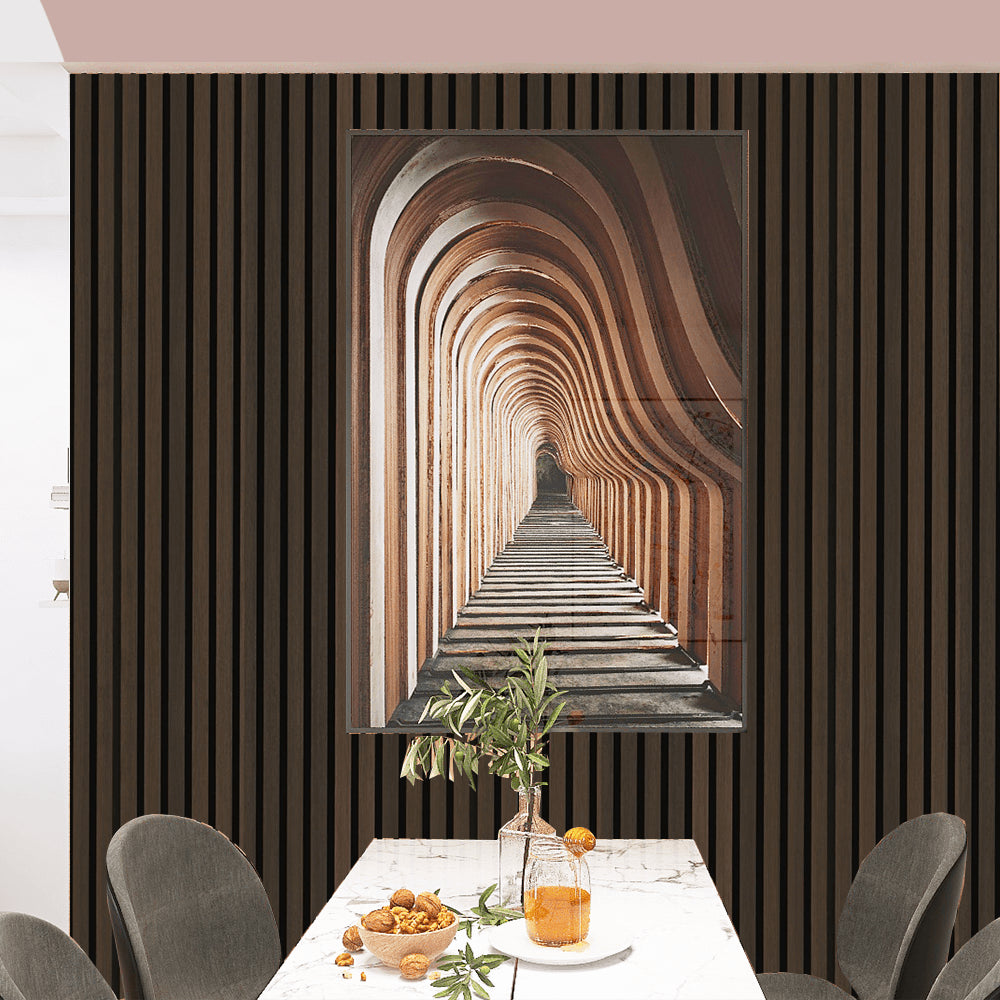 brown oak smoke acoustic slat wood panel