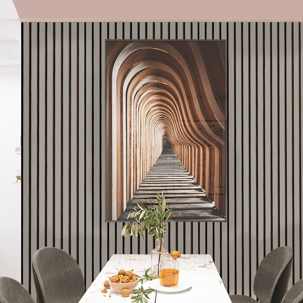 grey oak acoustic slat wood panel