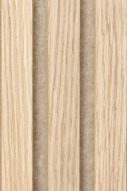 Close-up of Oak Beige Acoustic Wood Wall Panel with vertical grain pattern