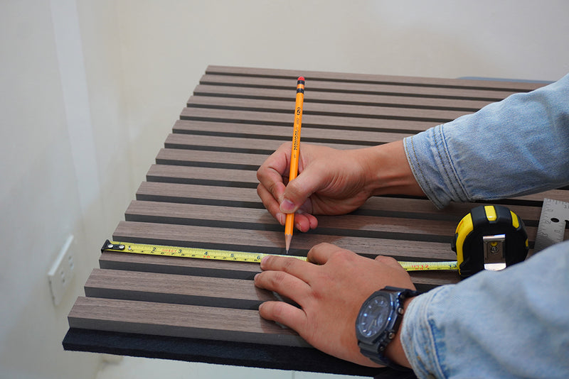 Warm textured acoustic wall panels townhouse project San Juan City Philippines