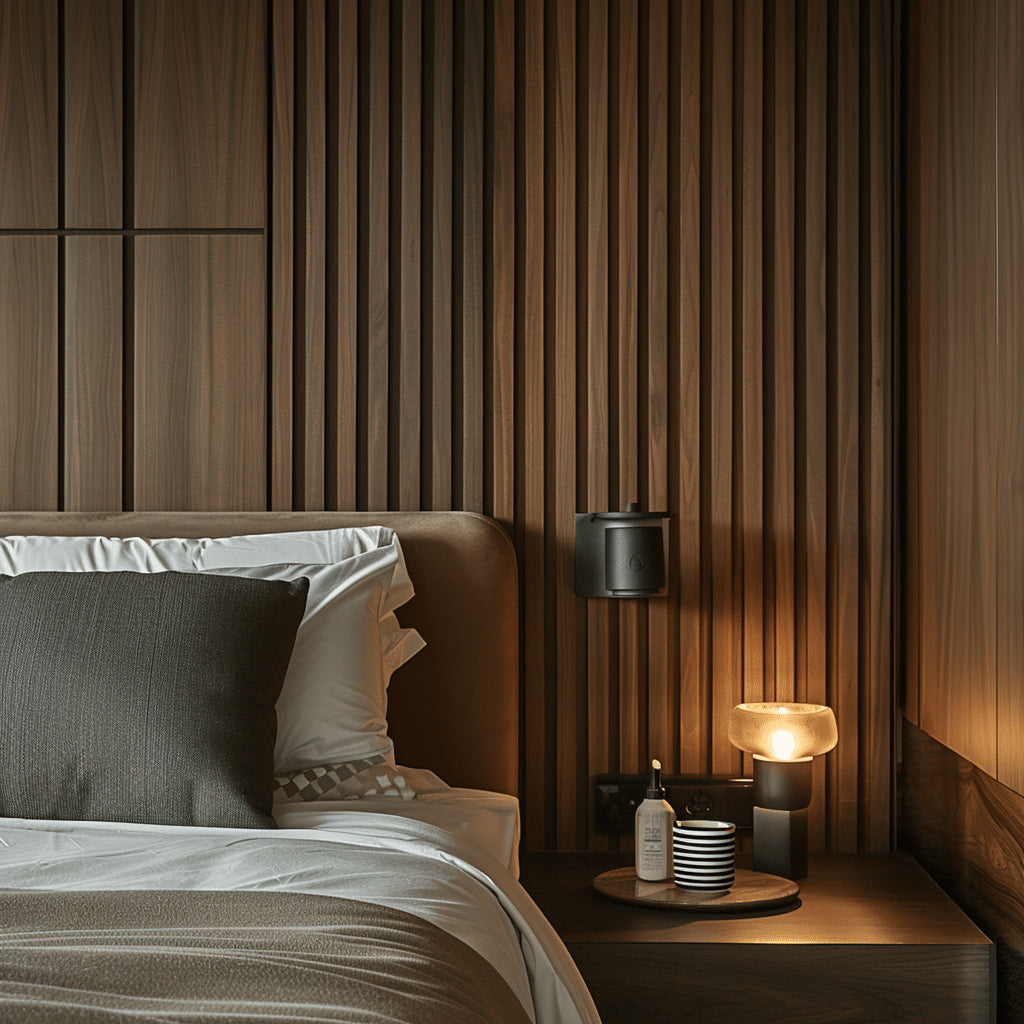 walnut slat tambour wood panels